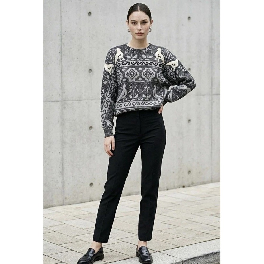 Vintage Spree International Sequined Birds Gray Metallic Sweater